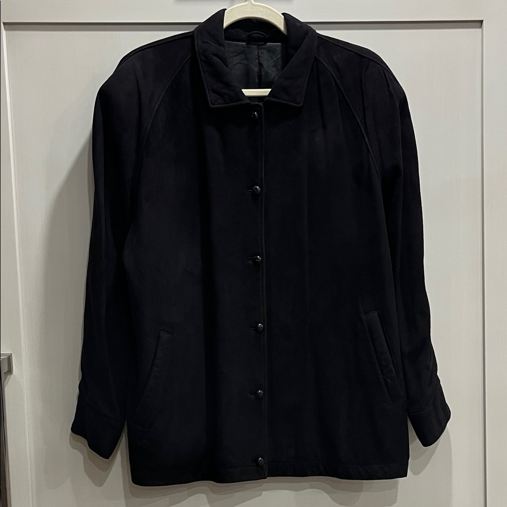 Roots Women's Classic Black Suede Woven button front jacket
